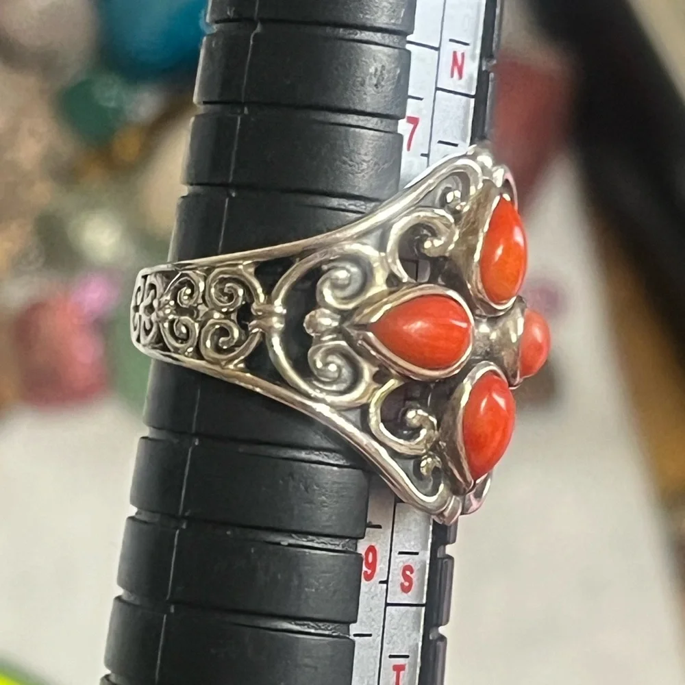 Carolyn Pollack Relios Coral Sterling Ring - Picture 12 of 14